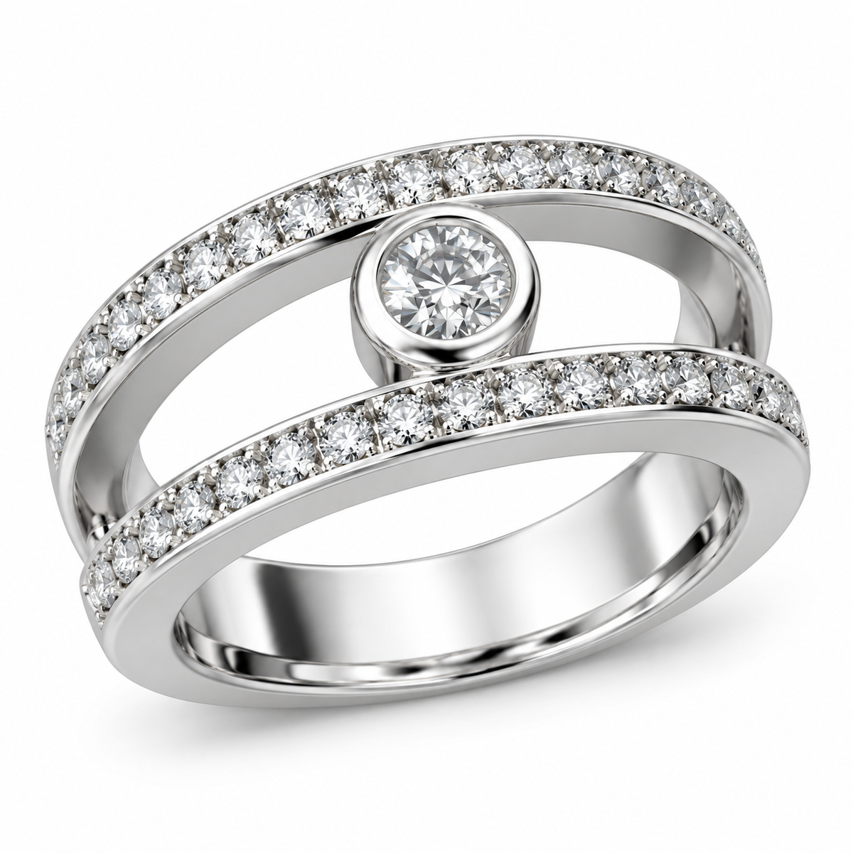 ROUND/1 CT /14k WHITEGOLD/PAVE BAND