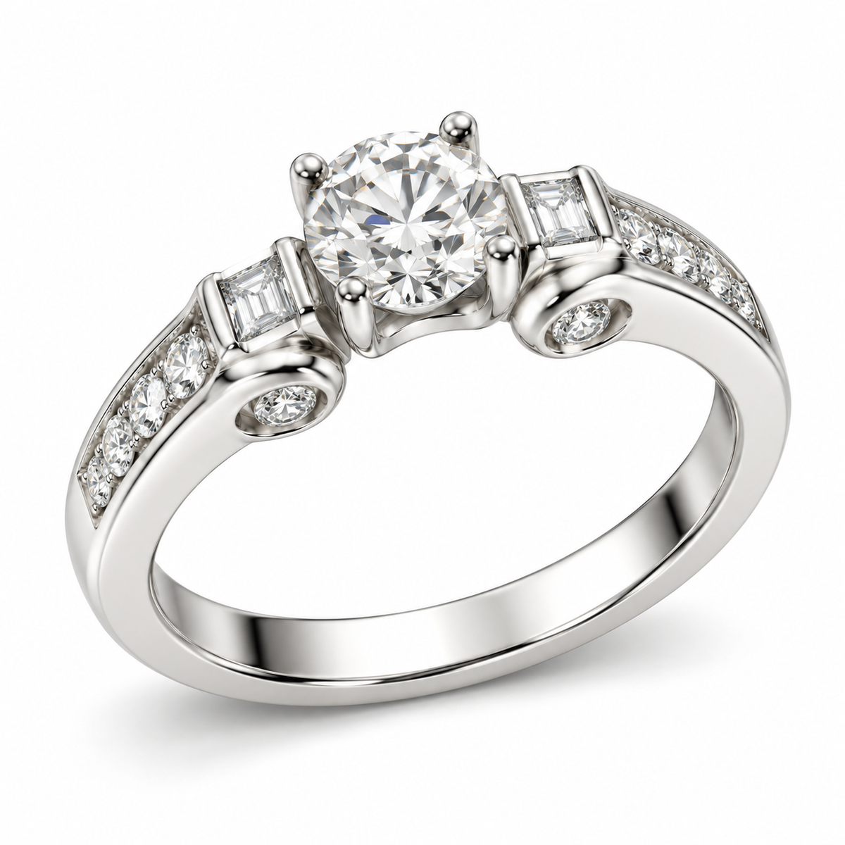 ROUND/3 CT /14k WHITEGOLD/DIAMOND BAND