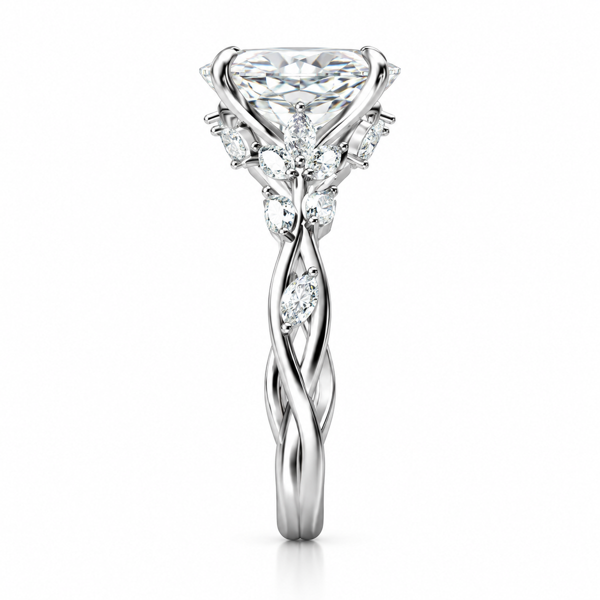 OVAL/5 CT /14k WHITEGOLD/VINE BAND