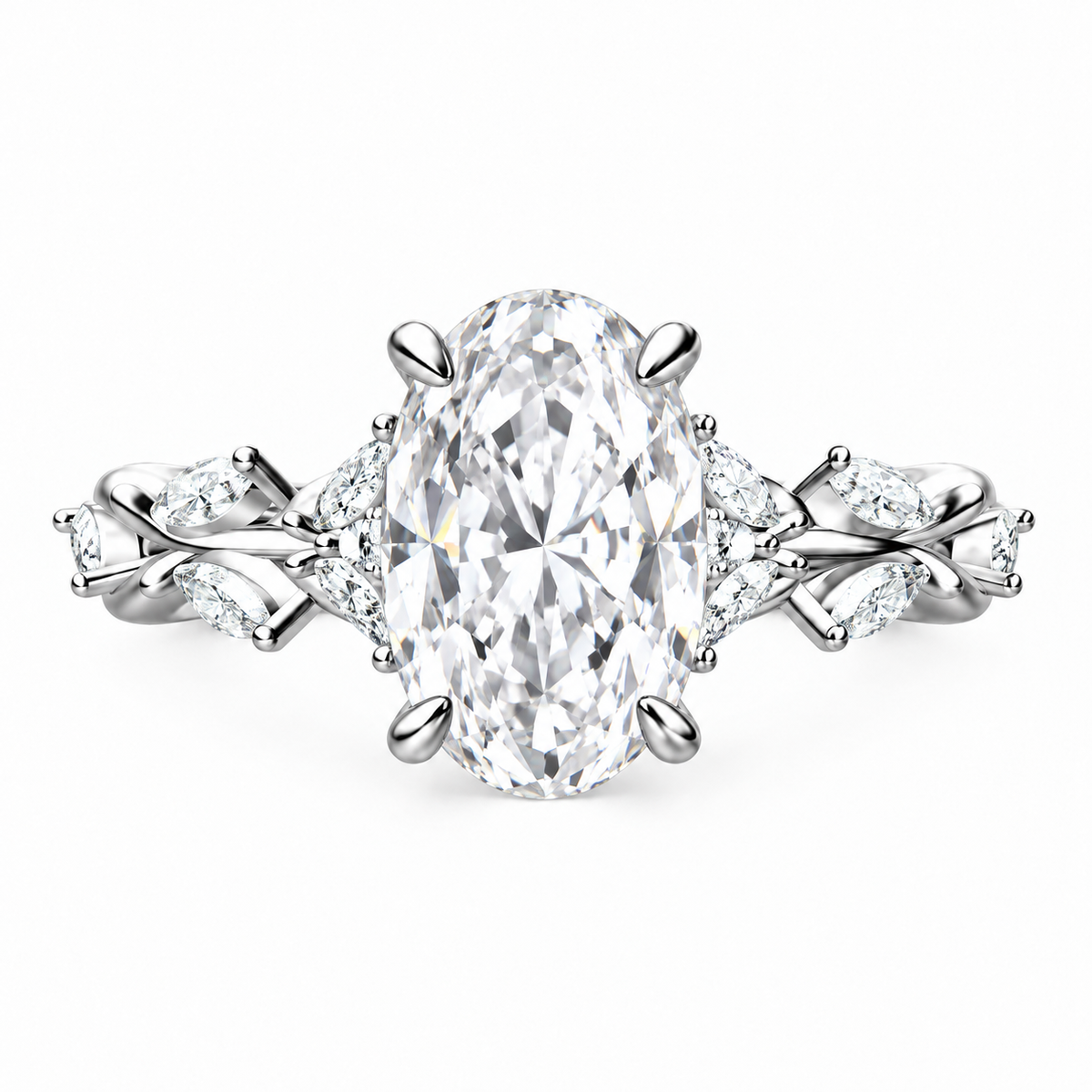 OVAL/5 CT /14k WHITEGOLD/VINE BAND