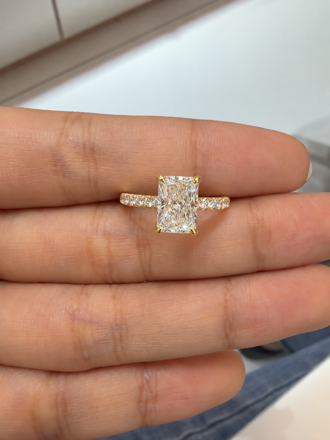 Deposit for SarahK781//14k yellow gold//2ct main diamond with paved band with hidden halo//