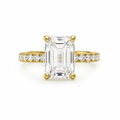 RADIANT/5 CT/14k YELLOW GOLD/PAVE BAND, front view