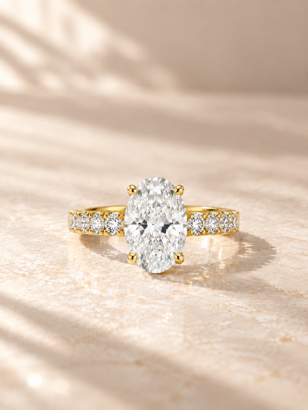 OVAL/3 CT /14k YELLOWGOLD/DIAMOND BAND, lifestyle view