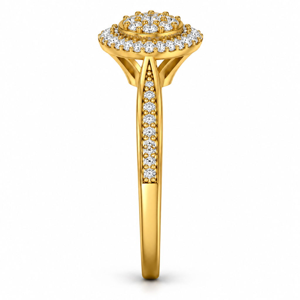 ROUND/14k YELLOWGOLD/PAVE BAND, side view