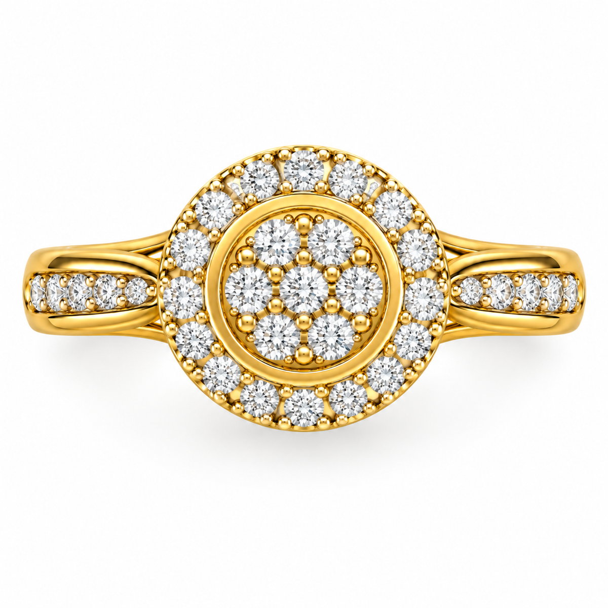 ROUND/14k YELLOWGOLD/PAVE BAND, top view