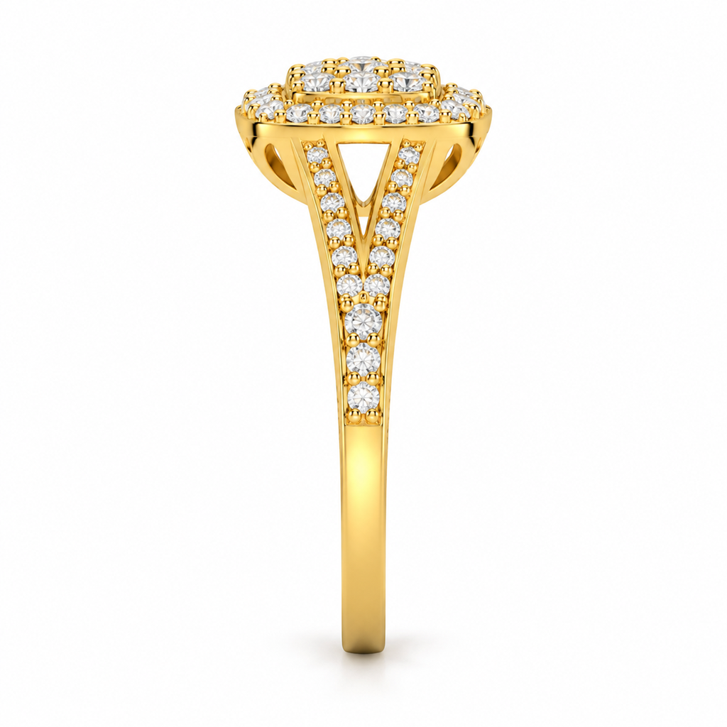 SQUARE/14k YELLOWGOLD/PAVE BAND, side view