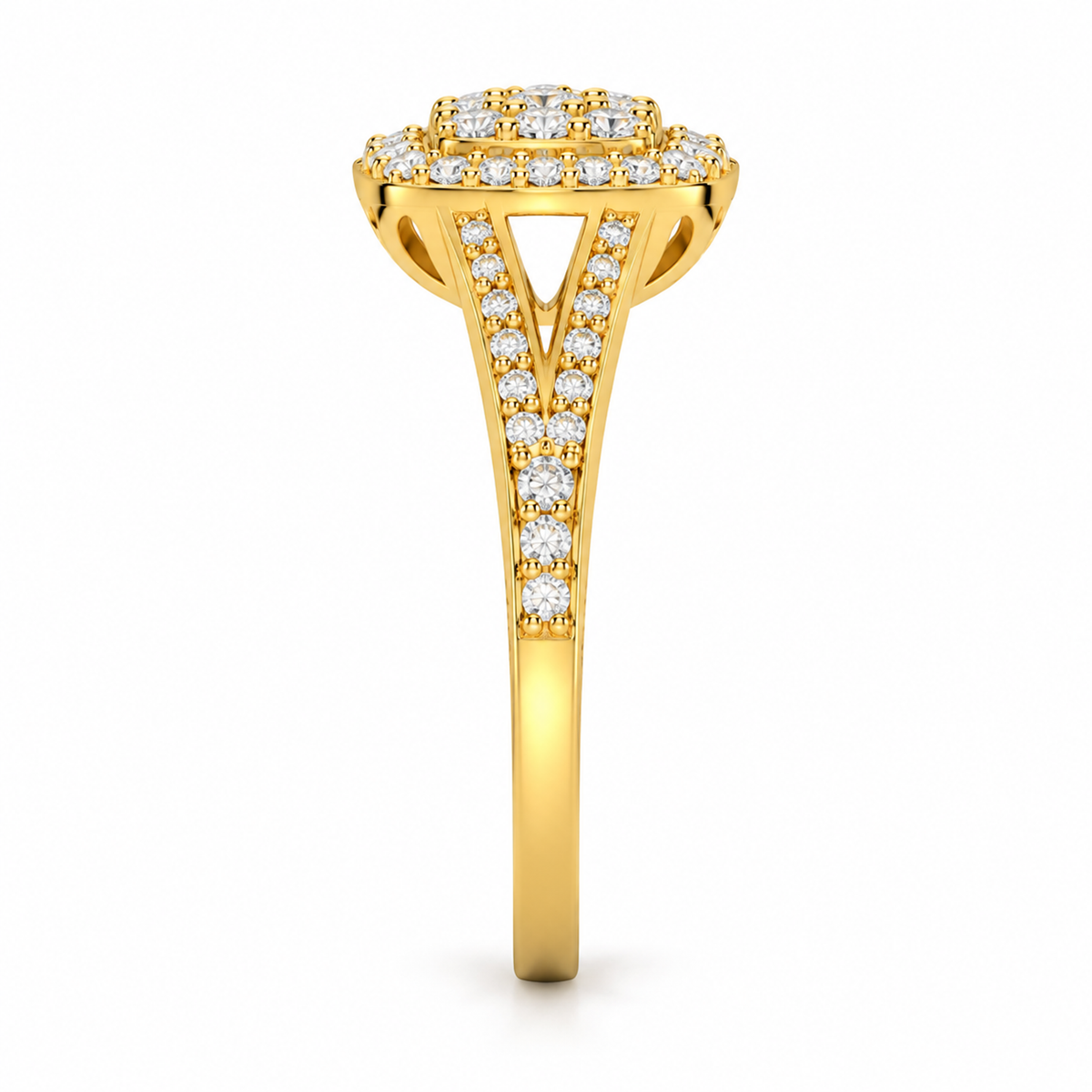 SQUARE/14k YELLOWGOLD/PAVE BAND, side view