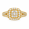 SQUARE/14k YELLOWGOLD/PAVE BAND, top view