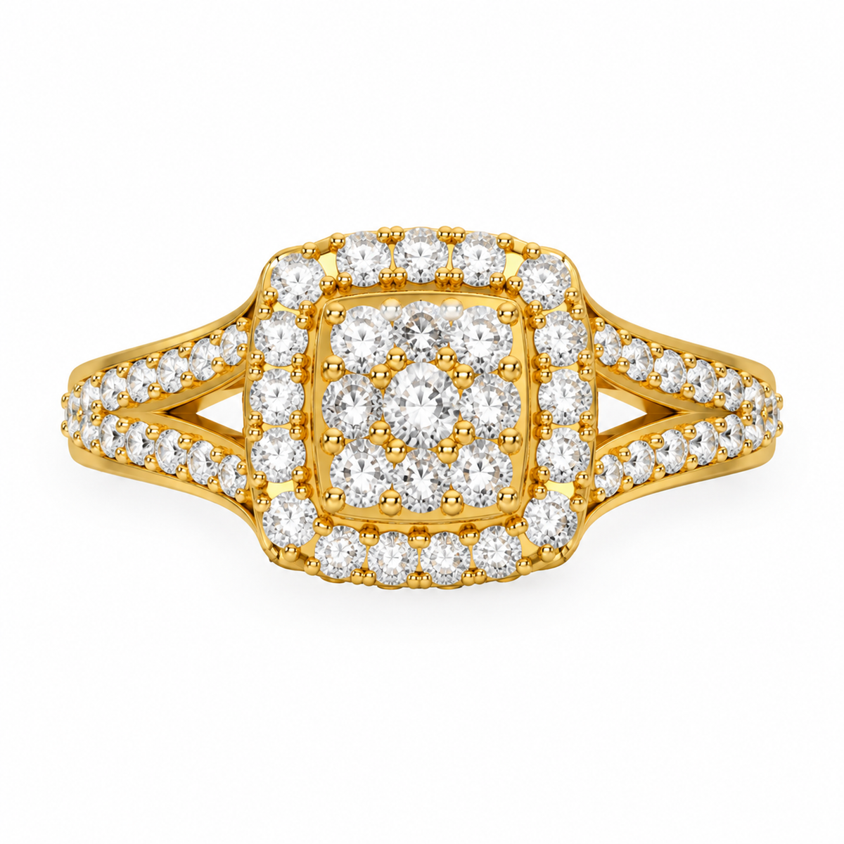 SQUARE/14k YELLOWGOLD/PAVE BAND, top view