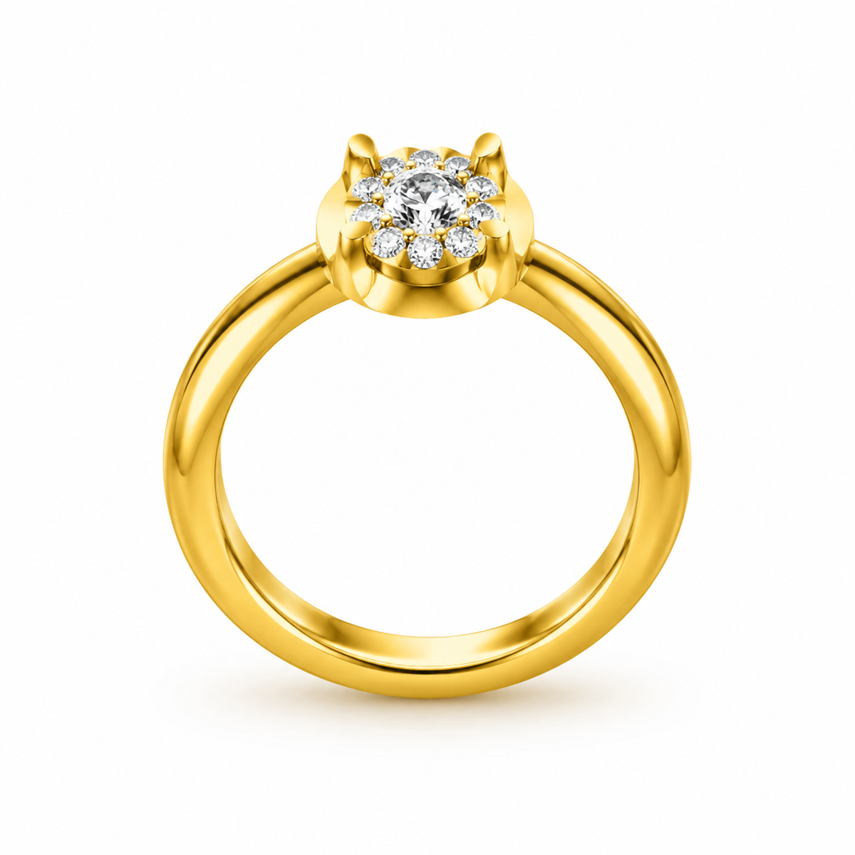 ROUND/1 CT /14k YELLOWGOLD/SOLITAIRE, front view