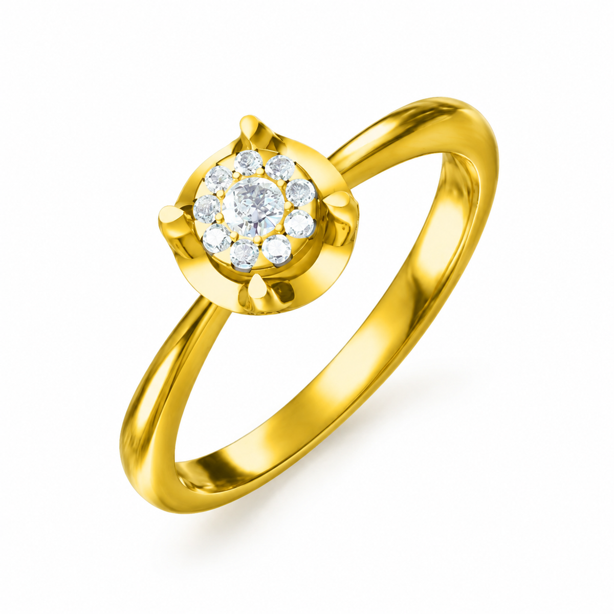 ROUND/1 CT /14k YELLOWGOLD/SOLITAIRE, 45-degree view