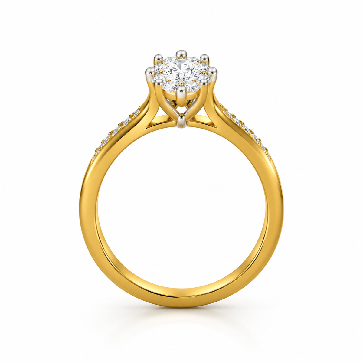 ROUND/1 CT /14k YELLOWGOLD/PAVE BAND, front view