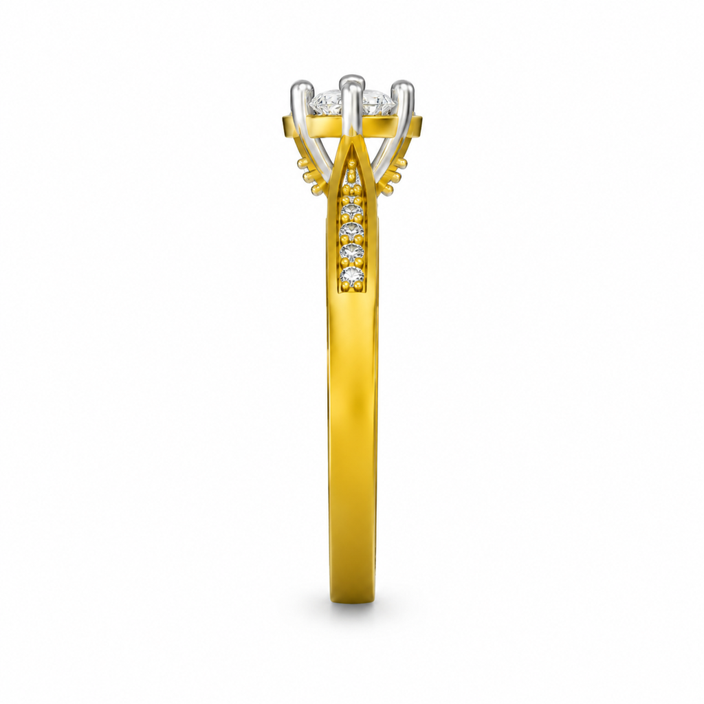 ROUND/1 CT /14k YELLOWGOLD/PAVE BAND, side view