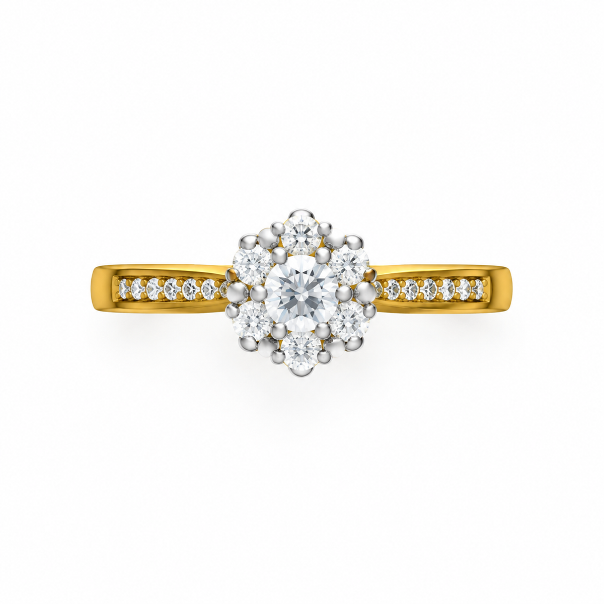 ROUND/1 CT /14k YELLOWGOLD/PAVE BAND, top view