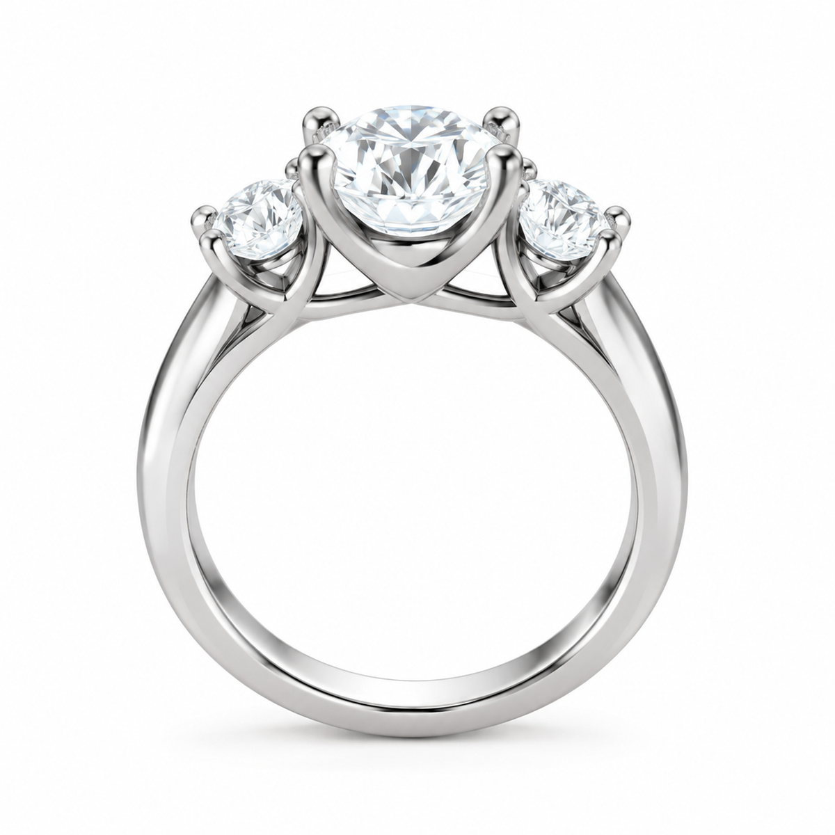 ROUND/3 CT /14k PLATINUM/VINE BAND, front view