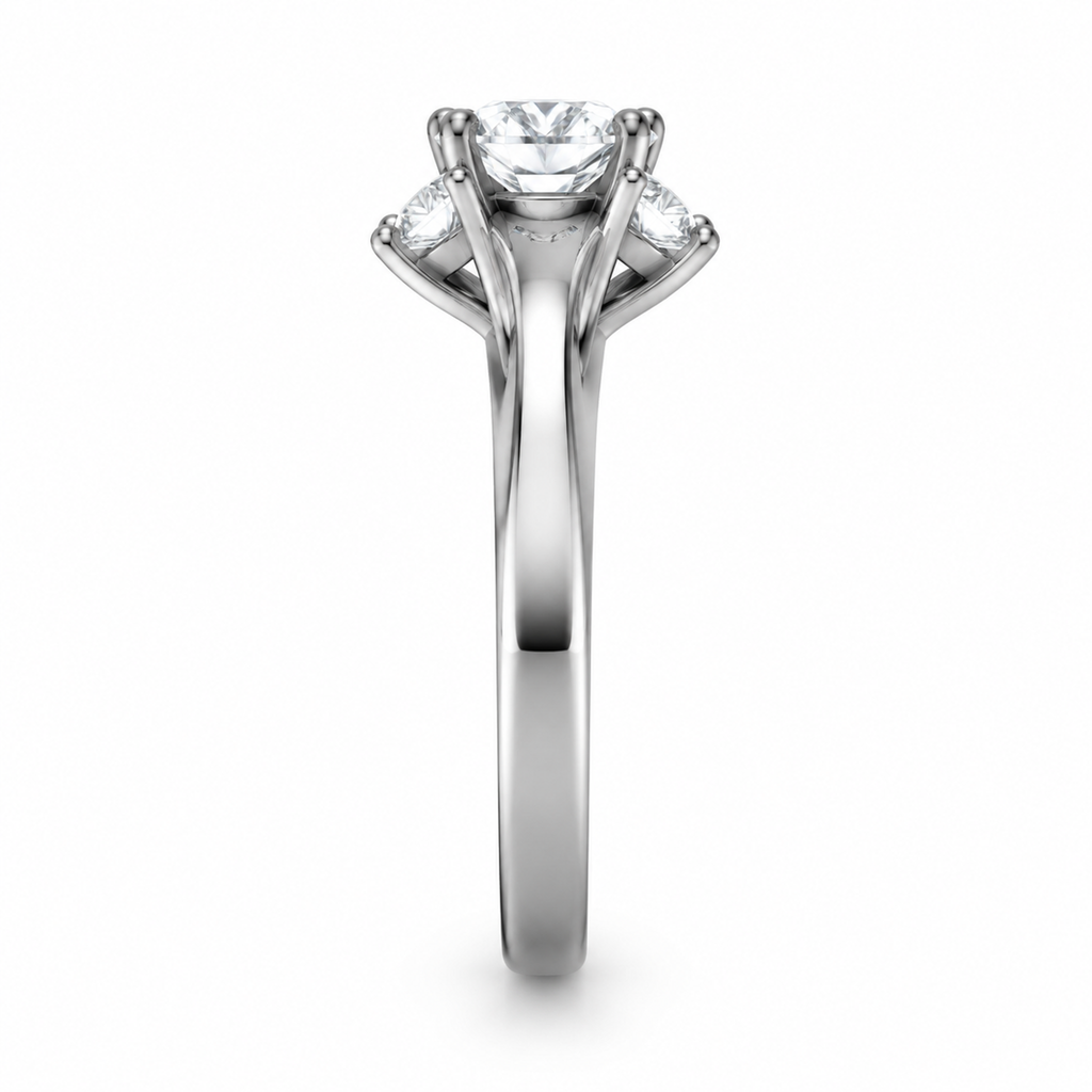 ROUND/3 CT /14k PLATINUM/VINE BAND, side view