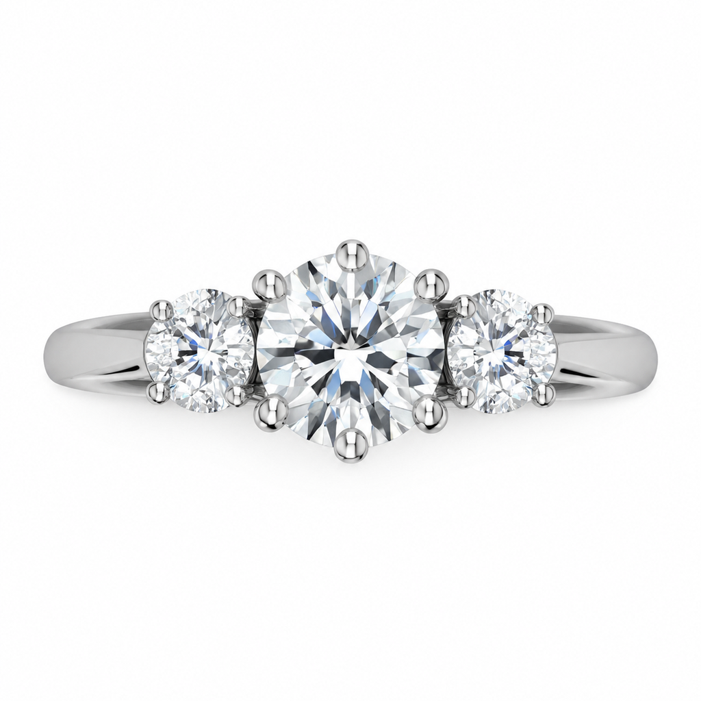 ROUND/3 CT /14k PLATINUM/VINE BAND, top view