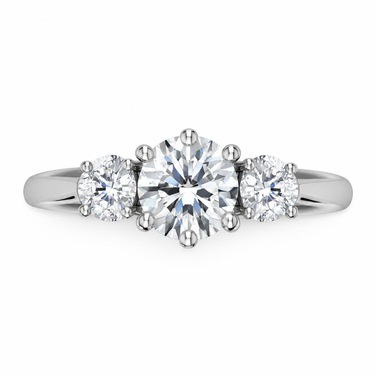 ROUND/3 CT /14k PLATINUM/VINE BAND, top view