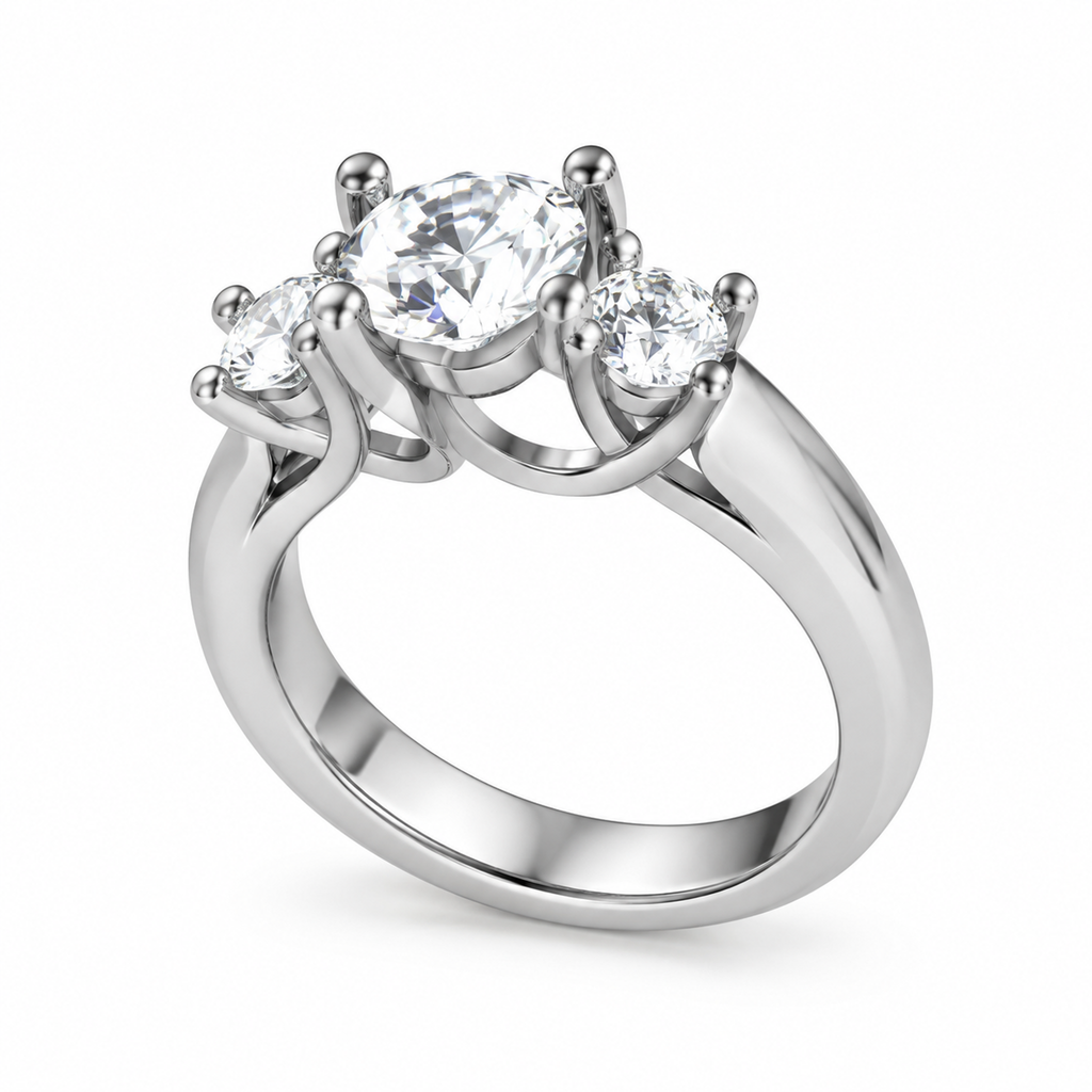 ROUND/3 CT /14k PLATINUM/VINE BAND, 45-degree view