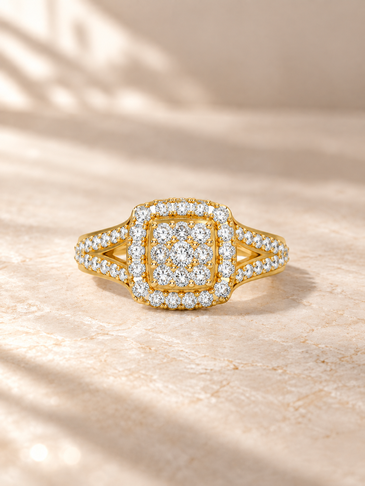 SQUARE/14k YELLOWGOLD/PAVE BAND, lifestyle view