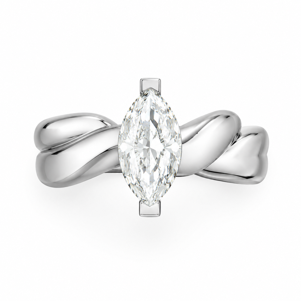 MARQUISE/3 CT /14k WHITEGOLD/VINE BAND, top view