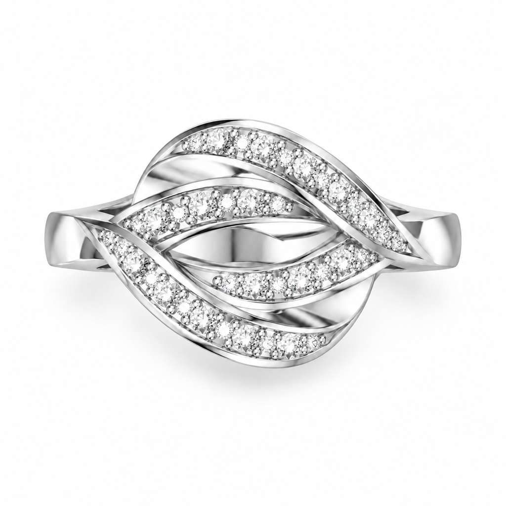 ROUND/14k WHITEGOLD/VINE BAND, front view