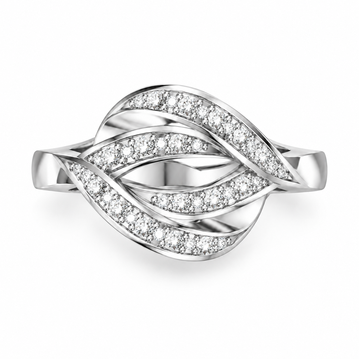 ROUND/14k WHITEGOLD/VINE BAND, front view