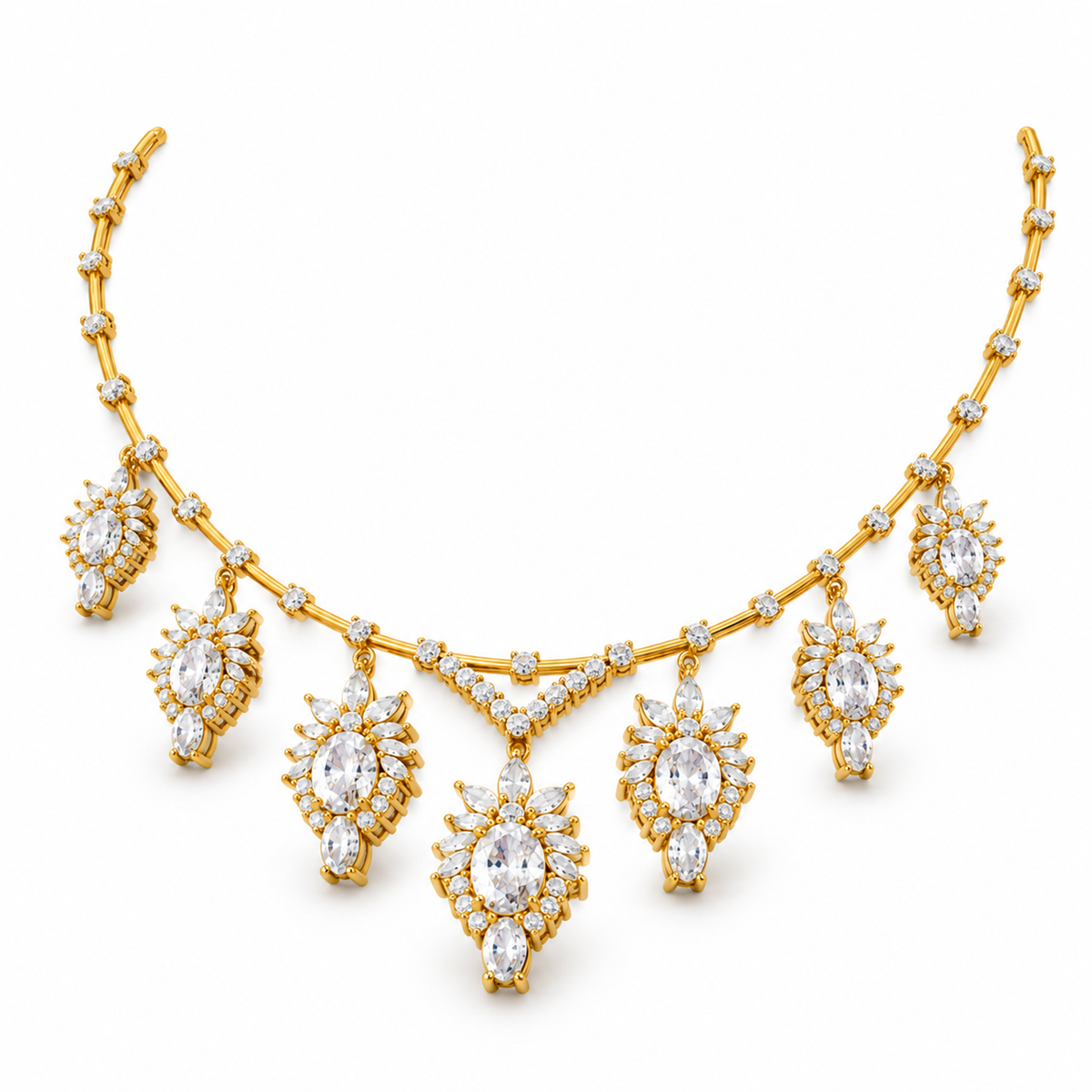 OVAL/5 CT /14k YELLOWGOLD/FLORAL DROP NECKLACE, 45-degree view