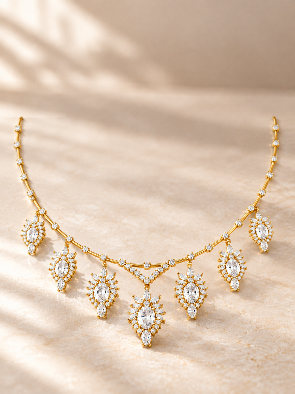 OVAL/5 CT /14k YELLOWGOLD/FLORAL DROP NECKLACE, lifestyle view