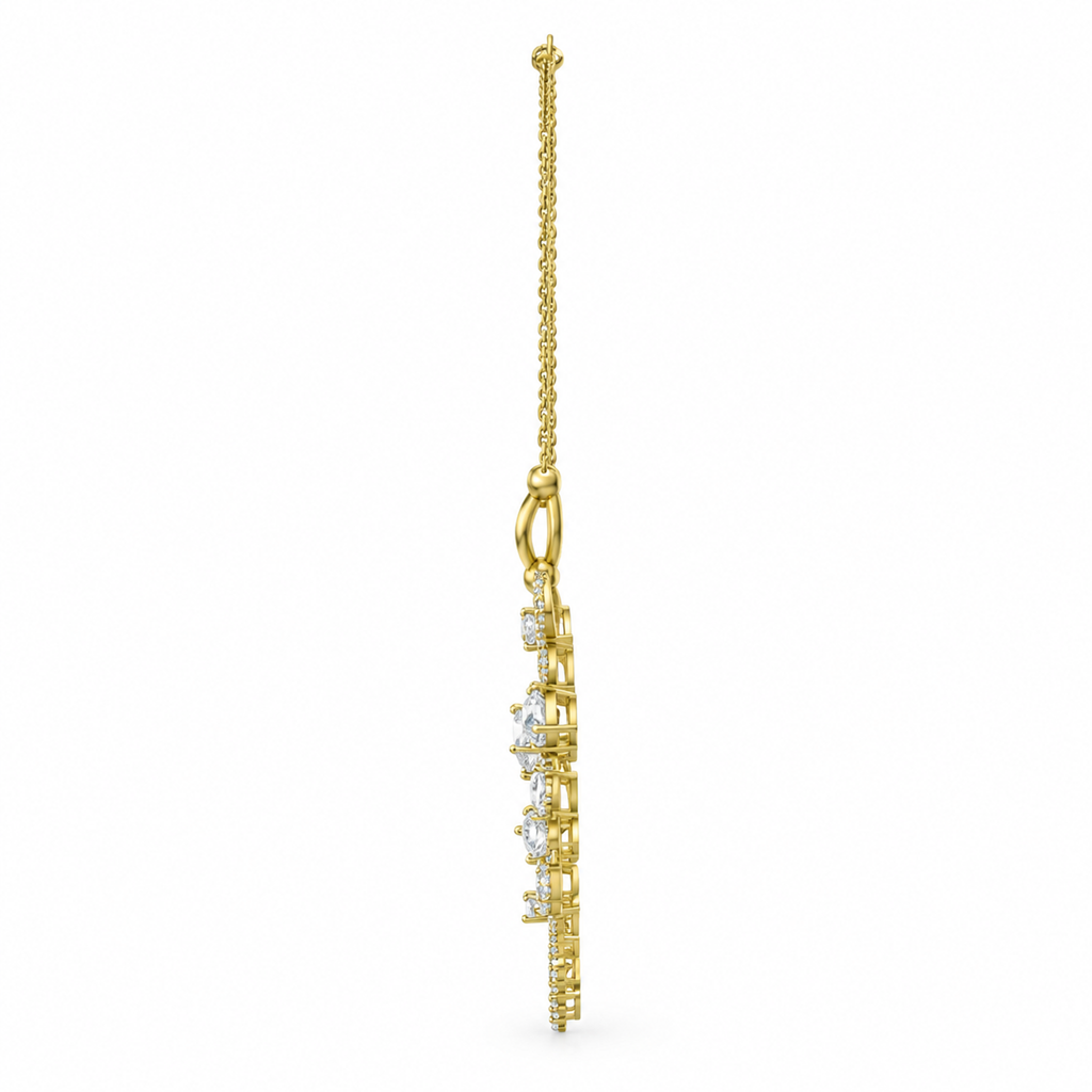 ROUND/14k YELLOWGOLD/DRAPED LINK NECKLACE, side view