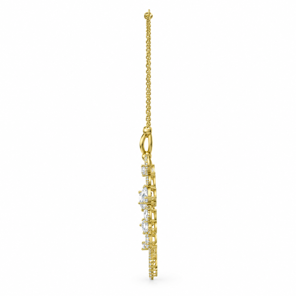 ROUND/14k YELLOWGOLD/DRAPED LINK NECKLACE, side view