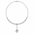HEART/14k WHITEGOLD/LAYERED DROP NECKLACE, top view