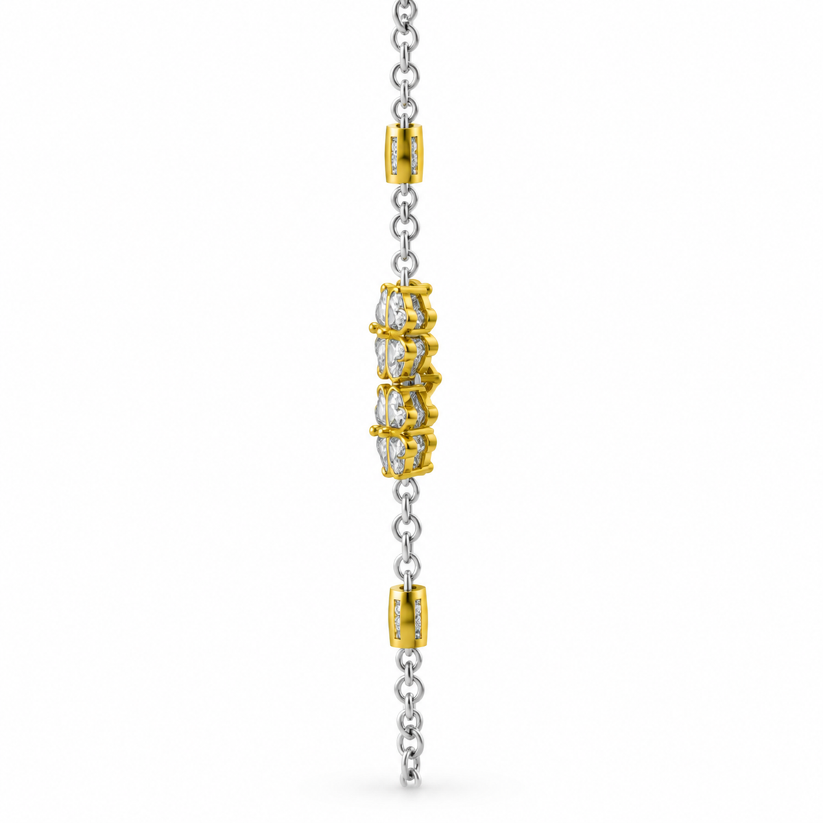 ROUND/14k TWO-TONE/TRIPLE CLOVER NECKLACE, side view