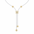 ROUND/14k WHITEGOLD/FLORAL LARIAT NECKLACE, front view