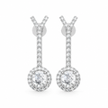 OVAL/14k WHITEGOLD/HALO DROP EARRINGS, front view