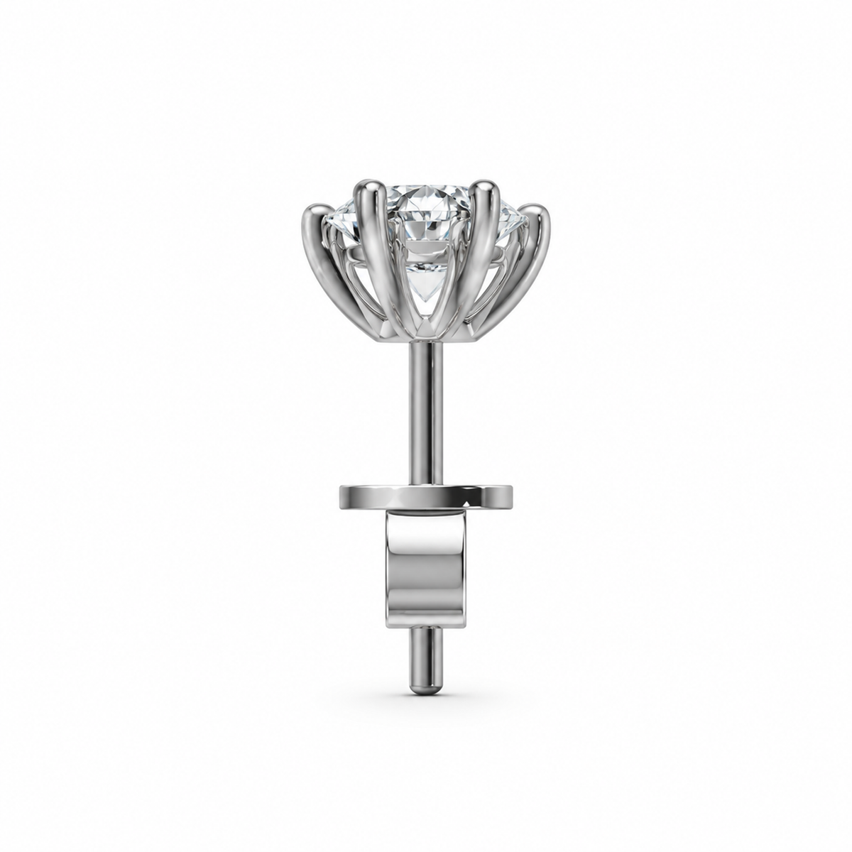 ROUND/14k WHITEGOLD/FLORAL HALO STUD EARRINGS, side view