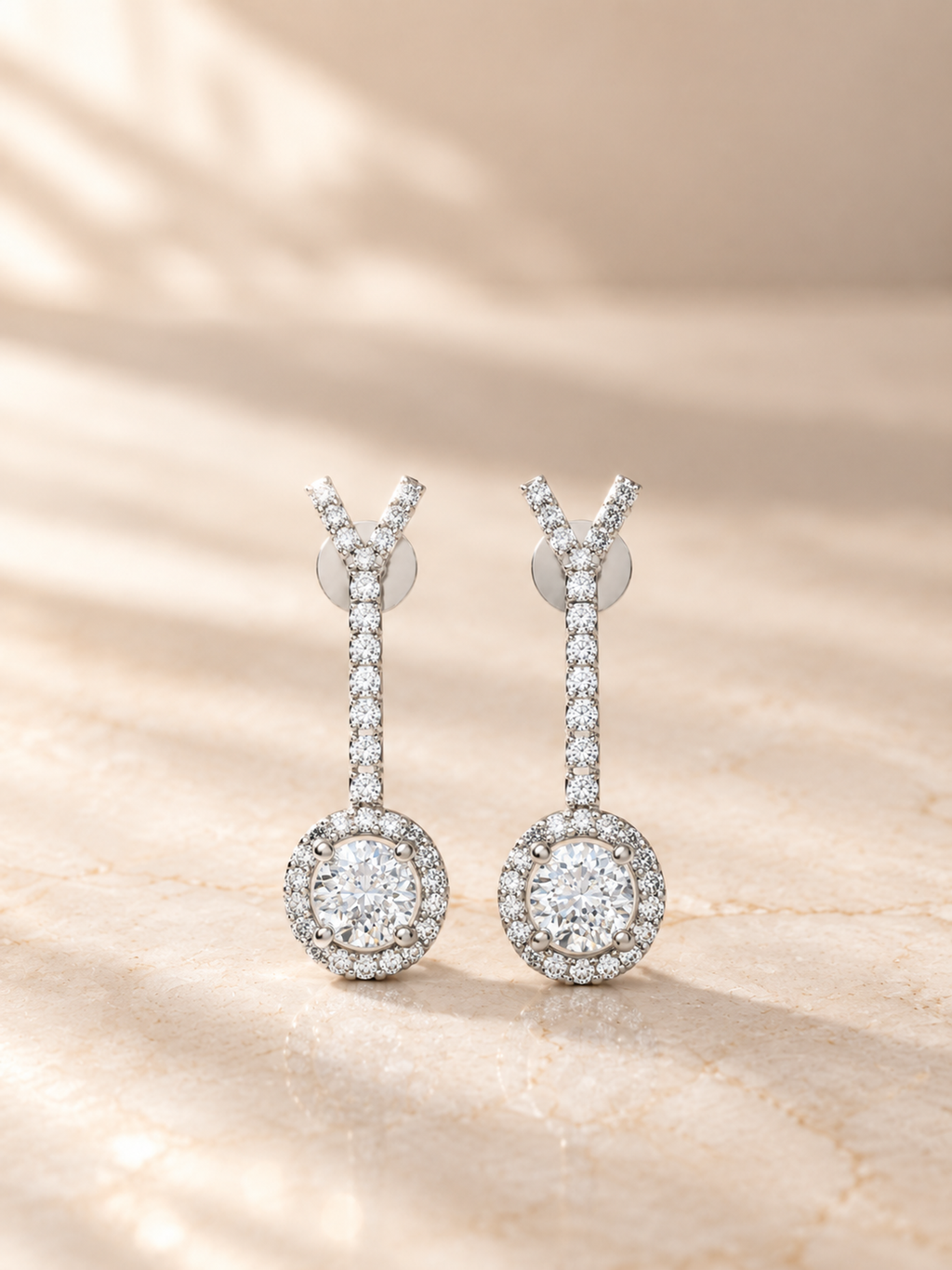 OVAL/14k WHITEGOLD/HALO DROP EARRINGS, lifestyle view