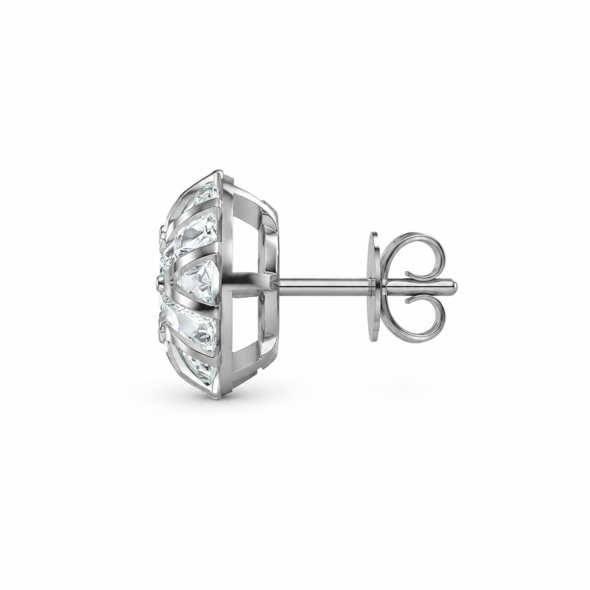 ROUND/14k WHITEGOLD/RADIAL STUD EARRINGS, side view