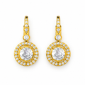 ROUND/14k YELLOWGOLD/HALO DROP EARRINGS, top view