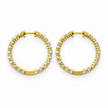 ROUND/14k YELLOWGOLD/SHARED PRONG HOOP EARRINGS, top view