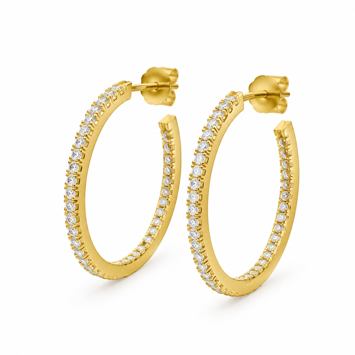 ROUND/14k YELLOWGOLD/OPEN HOOP EARRINGS, 45-degree view