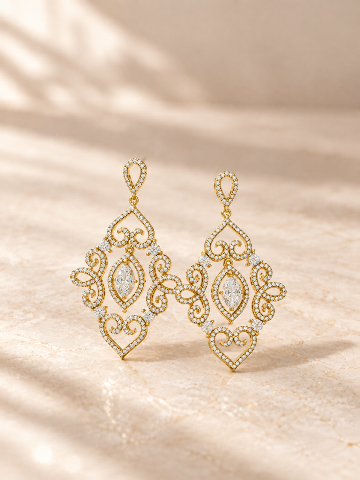 PEAR/14k YELLOWGOLD/SCROLL DROP EARRINGS, lifestyle view