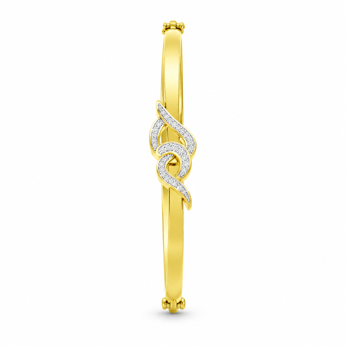 INTERLOCKING SWIRL/14k YELLOWGOLD/OPENWORK BANGLE, side view