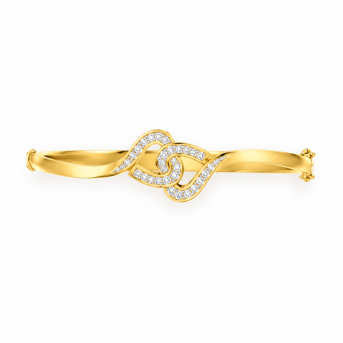 INTERLOCKING SWIRL/14k YELLOWGOLD/OPENWORK BANGLE, top view