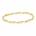 WAVE/14k YELLOWGOLD/STONE-SET LINK BRACELET, 45-degree view