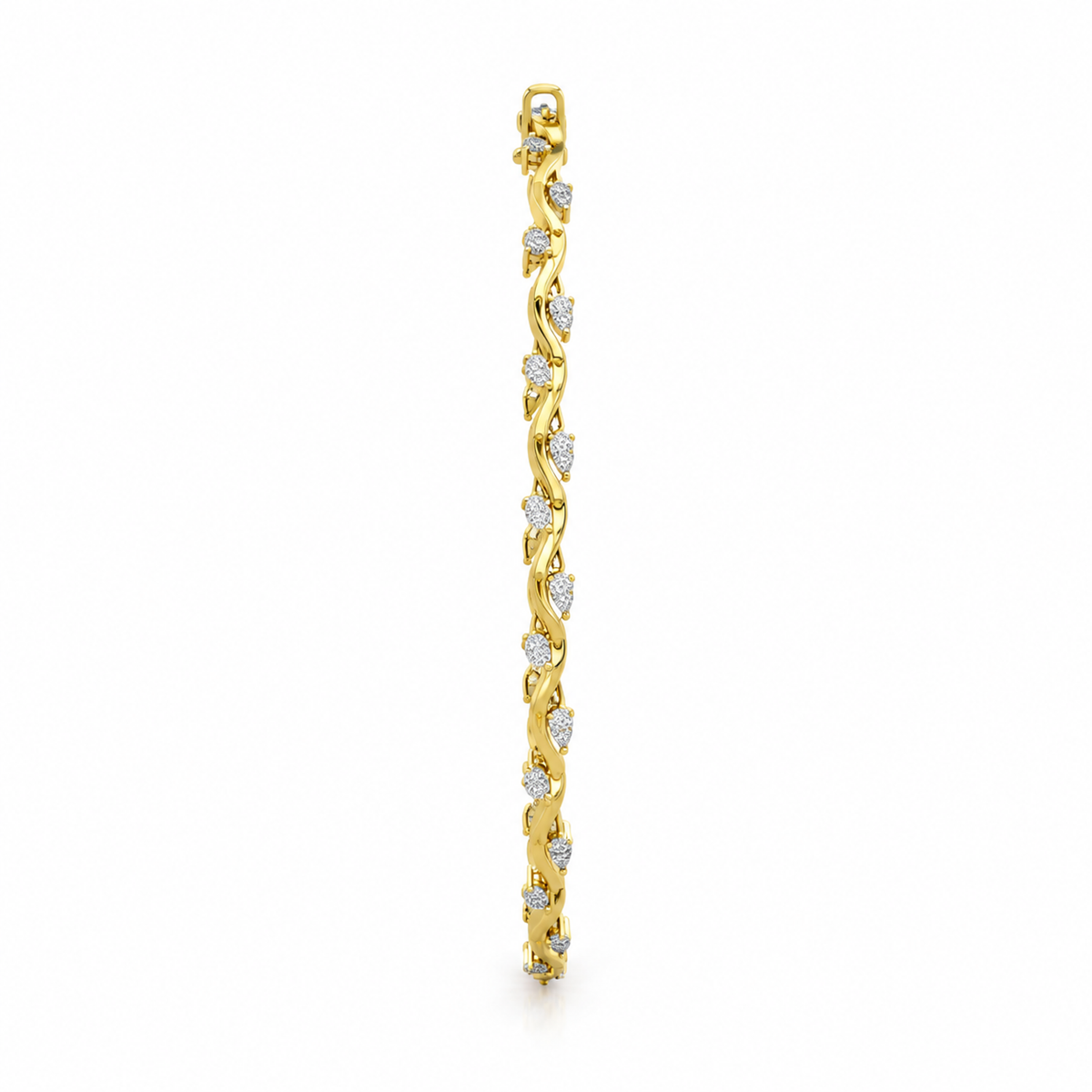 WAVE/14k YELLOWGOLD/STONE-SET LINK BRACELET, side view
