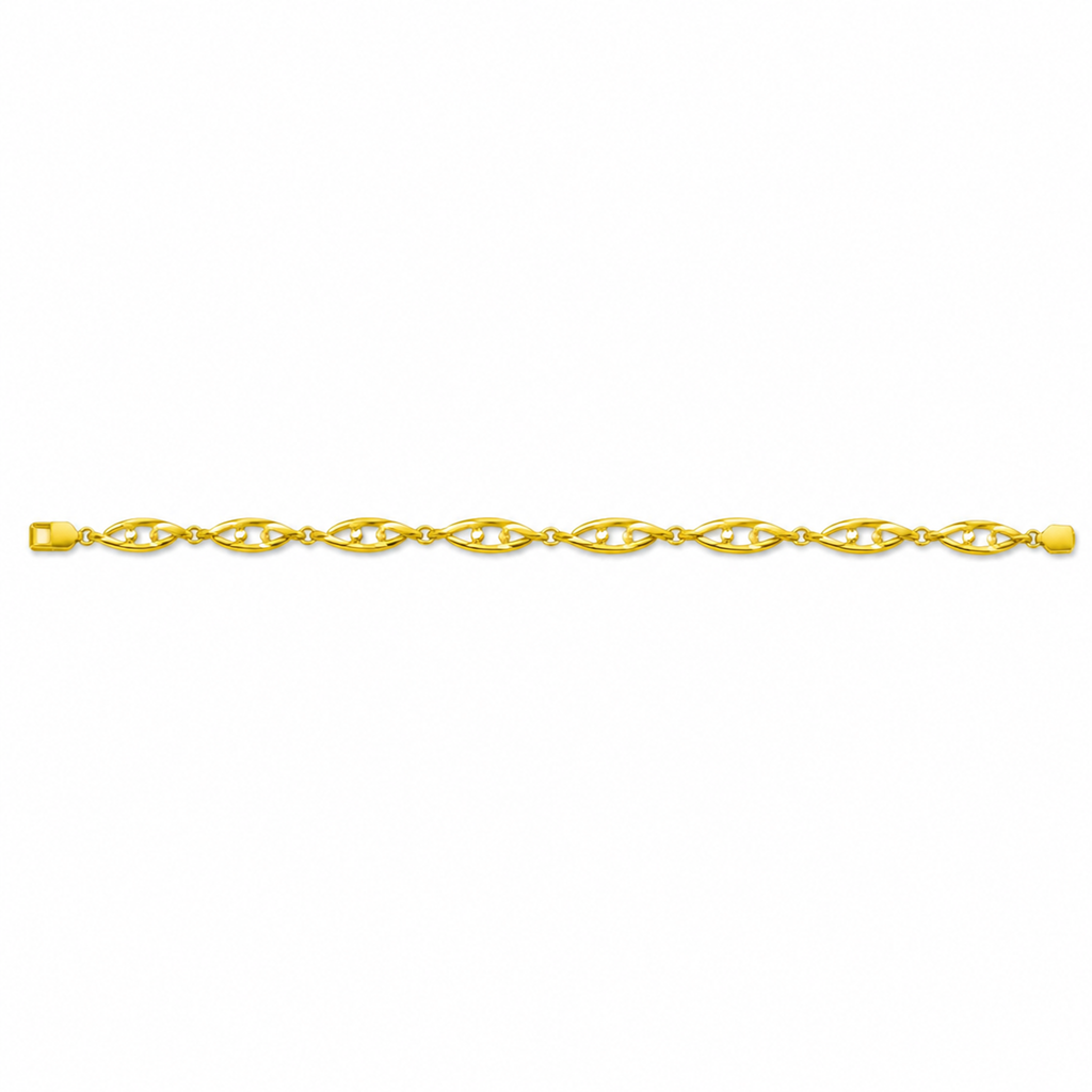 OVAL/14k YELLOWGOLD/OPEN LINK BRACELET, top view