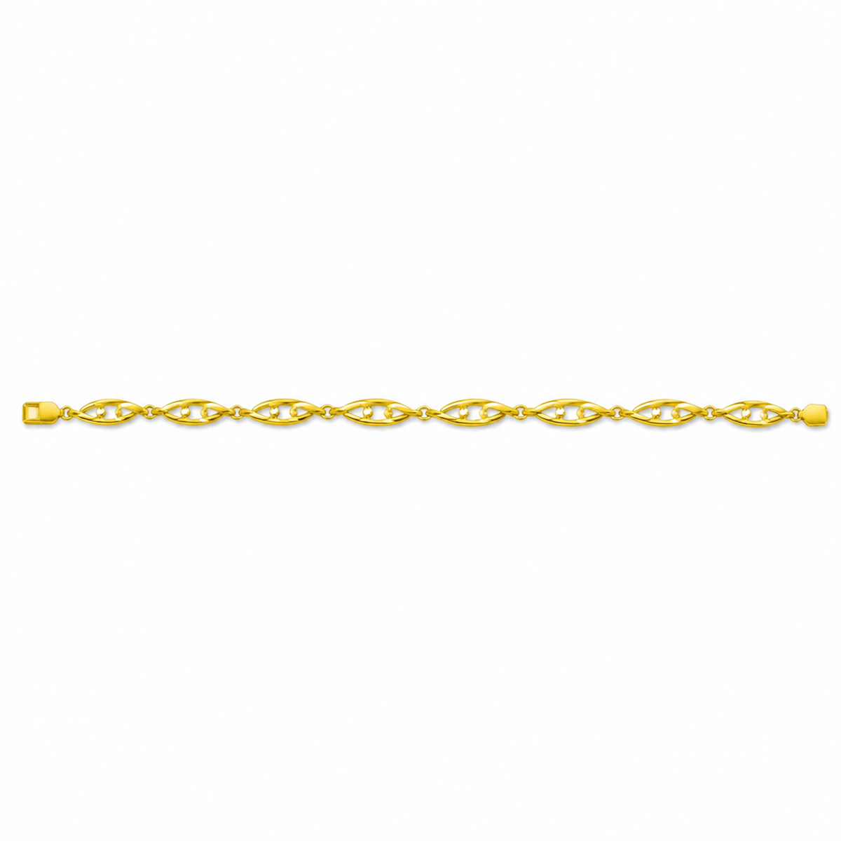 OVAL/14k YELLOWGOLD/OPEN LINK BRACELET, top view