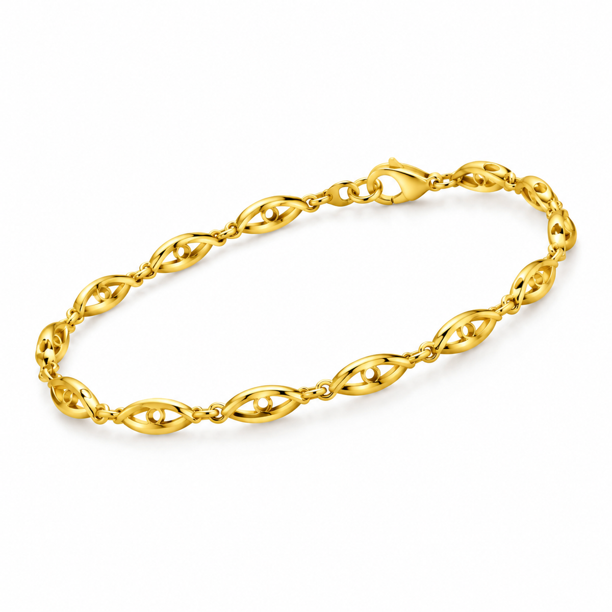 OVAL/14k YELLOWGOLD/OPEN LINK BRACELET, 45-degree view