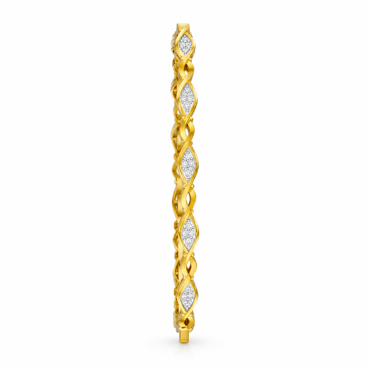 ROUND/14k YELLOWGOLD/INFINITY LINK BRACELET, side view